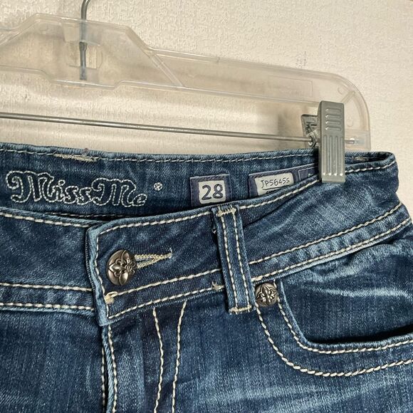 Buckle Miss Me Skinny Jeans Womens Sz 28 Blue Denim Miss Rhinestone Thick Stitch - Picture 4 of 11